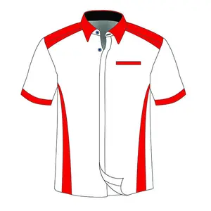 Two Tone Button Up Workers Shirts Uniforms for Supermarket