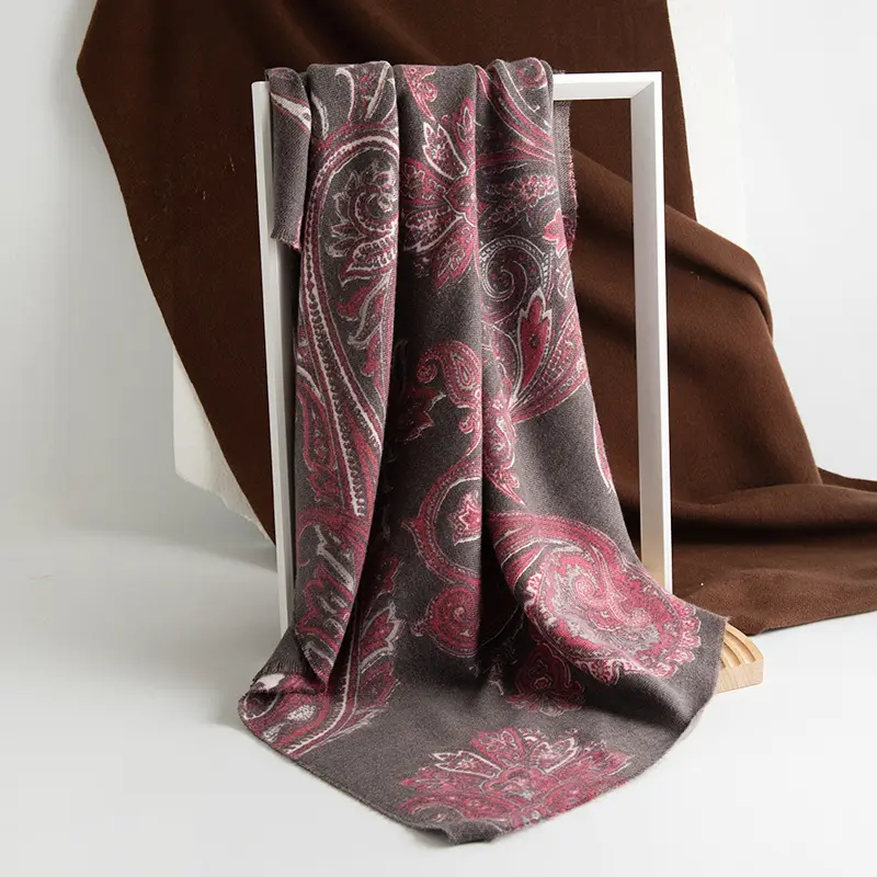 2024 Ethnic style soft and comfortable cashew flower printed pashmina scarf