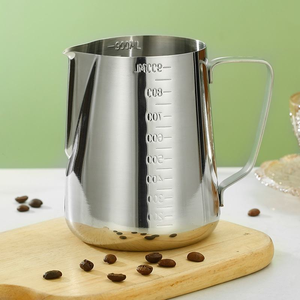 Source Pointu Professionnel Machine À Café <span class=keywords><strong>Lait</strong></span> Tasse <span class=keywords><strong>Ustensile</strong></span> 304 Épaissi En Acier Inoxydable Design Moderne Fleur Cylindre Style - Product Image 3