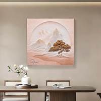 Peinture murale de paysage de style chinois en 3D avec éclairage LED, relief en relief, éclairage réglable, panneau lumineux artisanal pour la maison/le bureau