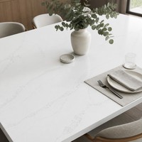 Dalles de pierre de quartz blanc Calacatta sans silice, 20 mm, veinage assorti, surface polie, pour plans de travail modernes de cuisine de luxe