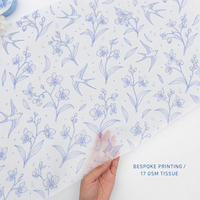 Papier de soie imprimé sur mesure 17 GSM, papier de soie translucide pour emballage, faible MOQ pour vêtements, chaussures, emballage cadeau de luxe