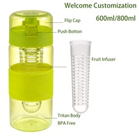 Bouteille d'eau infuseur de fruits de voyage en Tritan de haute qualité, sans BPA, écologique, compatible lave-vaisselle, 600ml/800ml, pour boire directement, camping