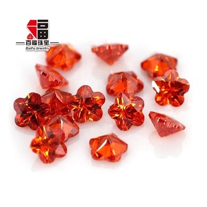 Pietre Cubiche di Zirconia a Forma di Fiore <span class=keywords><strong>Arancione</strong></span> Baifu 4x4mm 5x5mm 6x6mm Gemme CZ Sciolte per Gioielli - Product Image 1