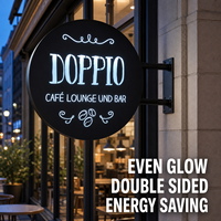 Enseigne lumineuse LED ronde personnalisée double face, dorée, murale, pour logo publicitaire de magasin de luxe, enseigne lumineuse LED pour entreprise