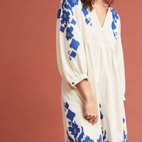 Nouvelle Robe Décontractée Élégante pour Femme, Style Européen, Col en V, Broderie Florale, en Mousseline, Taille Naturelle, Coupe Ample, Tendance Été, Personnalisable