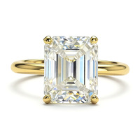 Bague de mariage en or jaune 10k 14k avec moissanite taille émeraude, designs personnalisés tendance pour femmes, cadeau idéal, best-seller