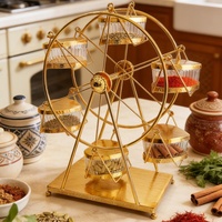 Étagère à épices rotative en forme de grande roue, ensemble d'assaisonnements électroplaqués, présentoir unique et créatif pour buffet, restaurant, hôtel, modèle de vaisselle de table