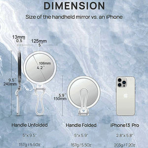 Espejo de mano plegable compacto/Espejo de sobremesa para maquillaje con dos lados, aumento de 20X y visión auténtica - Product Image 2
