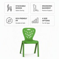 Chaise empilable pour élèves de maternelle, dossier à grille, design contemporain, en plastique durable et écologique, haute qualité