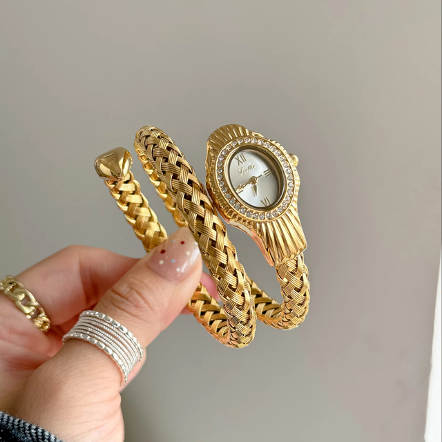 Scottie 9798 Snake Shape Luxury Designer Watch Braided Twisted Stainless Steel Watch for Lady 3ATM Water Resistant Quartz Watch