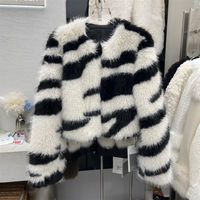 Hauts veste courte femmes manteaux hiver femmes à manches longues motif zèbre grande taille garder au chaud coupe-vent manteau de fourrure