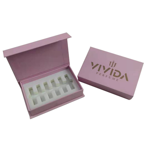 Custom Pink Gold Logo Perfume Glass <b>Bottle</b> Packaging Magnetic Rigid <b>Boxes</b> Sponge Lined Matt Lamination Recycled Materials Mini - Product Image 1