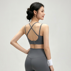 Soutien-gorge de sport pour femme, dos croisé, à boucle réglable, col carré, maintien élevé, rembourré, pour yoga, Pilates et gym, vente en gros - Product Image 4