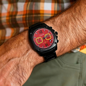 Montre pour homme CILOA, ronde, rouge, personnalisable, luxe, haute qualité, multifonctionnelle, grand cadran, montre à quartz étanche pour homme. - Product Image 3