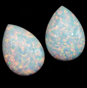 8x10mm pear/teardrop OP17 snow white Synthetic opal stone