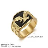 Bague pour homme en acier inoxydable 304, motif aigle chauve ailé, plaqué or rose, style hip-hop, haute qualité, nouvelle mode, vente en gros personnalisée, idéal comme cadeau