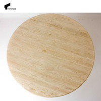 Tostone vente en gros blanc 1 pieds Table à manger ronde en travertin naturel pour la maison appartement Villa salle à manger hôtel décor intérieur