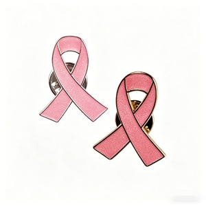 Pin <span class=keywords><strong>de</strong></span> Solapa Personalizado con Cinta Rosa y Gorros Cruzados, para la Concienciación sobre el Cáncer <span class=keywords><strong>de</strong></span> <span class=keywords><strong>Mama</strong></span>, con la inscripción '<span class=keywords><strong>Octubre</strong></span> Encantado', que promueve la detección <span class=keywords><strong>de</strong></span> metales y salvando vidas - Product Image 4