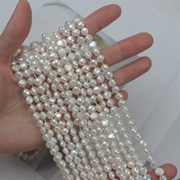 Chaîne de perles baroques d'eau douce naturelles de qualité supérieure, 6-7 mm, polies des deux côtés, haute brillance, bijoux de luxe en gros