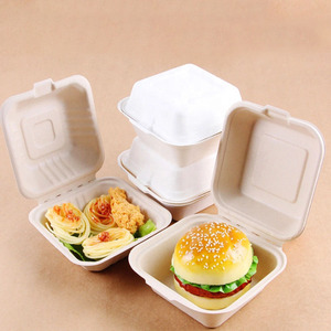 Venta al por mayor Ecológico Compostable Biodegradable Pasta de caña de azúcar Bagazo Papel Clamshell Caja - Product Image 6