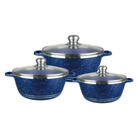 Batterie de cuisine en aluminium moulé sous pression durable, revêtement antiadhésif granit, marmite, 6/10/12 pièces, compatible gaz et induction, pour l'exportation