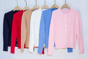 Pull en laine tricoté pour femme, cardigan en maille torsadée avec logo personnalisé, faible MOQ, pour l'hiver, pull Wanita - Product Image 2