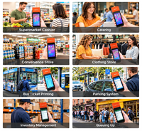 Terminal POS Genggam Android 16 Terbaru dengan Printer Thermal 58mm Terintegrasi untuk Ritel, Restoran, Parkir, dan Pencetakan Struk