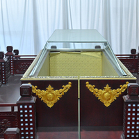 Plataforma de Exhibición de Ataúdes Fúnebres de Madera Maciza de Alta Resistencia Fuyono, Equipo Funerario Profesional, Color Cobre