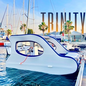 Yacht flottant gonflable solaire de haute qualité 3m / 4,5m, île flottante gonflable électrique, catamaran avec moteur - Product Image 1