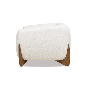 Fauteuil moderne capitonné en sherpa blanc ivoire, fauteuil de détente en bouclette pour salon - Product Image 5