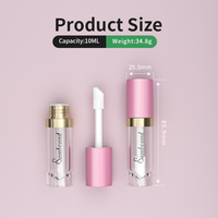 Produit d'emballage Tubes de brillant à lèvres roses mignons Récipient de 10ml avec logo personnalisé Tubes de brillant à lèvres roses Conteneur de blush liquide de marque privée