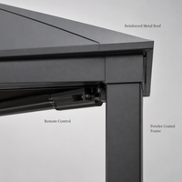 Gazebo motorisé en aluminium résistant aux intempéries de style nordique, toit en métal renforcé, abri extérieur pour toutes les saisons