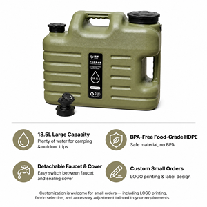 Conteneur d'eau portable en HDPE de qualité alimentaire 20L avec robinet amovible, bidon d'eau potable pour le camping et les activités de plein air - Product Image 1