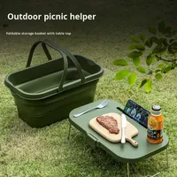 Panier de rangement pliable Venencar 16L en plastique PP pour pique-nique, camping, fruits et légumes, avec couvercle, multifonction, portable