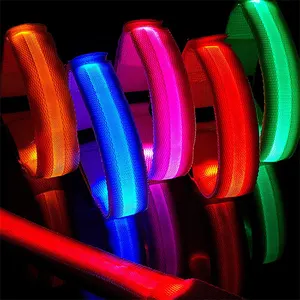 Pulseiras personalizadas de poliéster, pulseiras coloridas de nylon com led para meninas e meninos, halloween