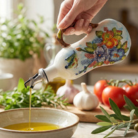 Bouteilles à épices en céramique peintes à la main, style européen et américain, modernes, minimalistes et créatives, motifs floraux, oiseaux et fruits - Fabriquées en Chine