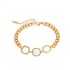 Pulsera de <span class=keywords><strong>Eslabones</strong></span> Cuadrados Entrelazados de Acero Inoxidable Antideslustre al por Mayor para Mujer, Joyería de Lujo Estilo INS en Stock - Product Image 5