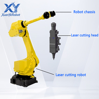 Station de travail robotisée de découpe laser automatique FANUC à 6 axes avec tête de découpe laser 5 kW, positionneur rotatif et charge utile de 50 kg