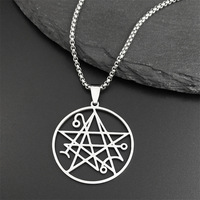 Necronomicon Acier Inoxydable Long Collier Hommes Satanique Pendentif LOVECRAFT CTHULHU patchsatanic bijoux