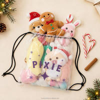 Sac à cordon transparent en gros avec logo personnalisé, pochette de rangement en plastique PE pour jouets, étanche et pliable pour poupées d'enfants, voyages, extérieur et maison