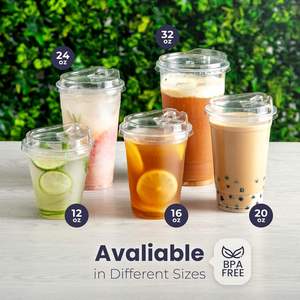 Lot de 2000 gobelets en plastique transparent jetables de 16 oz avec couvercles à bec verseur sans paille pour boissons froides, bubble tea, café glacé - Product Image 4