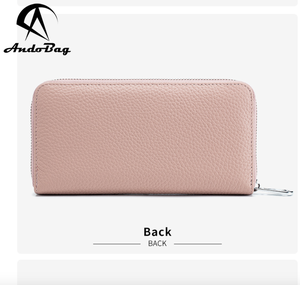 Portefeuille long japonais en cuir véritable Andong pour femmes, grande capacité, porte-cartes accordéon RFID, pochette de téléphone tendance ANS7366 - Product Image 6