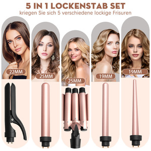 Ushow <b>5</b> In 1 Interchangeable Curling <b>Iron</b> With LCD Display Fast Heating Multi Styler For Hair - Product Image 4