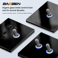 Panel de Interruptor de Pared de Vidrio Templado Negro BAOBEN, Estilo Retro, para Instalación Empotrada Tipo 86 en Hoteles y Casas de Huéspedes