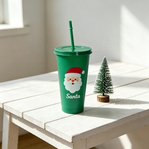Bouteille d'eau à changement de couleur avec couvercle et paille, sans BPA, en plastique PP, gobelet réutilisable, logo personnalisé, <span class=keywords><strong>tasse</strong></span> froide pour fête, café glacé - Product Image 6