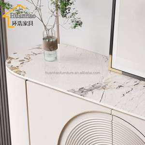 Mueble de Comedor Moderno y Minimalista Color Crema, Mueble de Almacenamiento de Pared <span class=keywords><strong>para</strong></span> Sala de Estar Familiar Pequeña, Estilo Nórdico con Tablero de Roca y Pizarra - Product Image 3