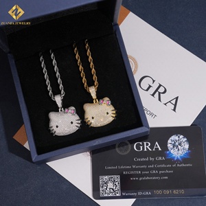 Colgante de Moissanita con Diseño de Gato Personalizado, Chapado en Oro de 18K, Amuleto de Dibujos Animados, Certificado GRA, Joyería Temática Adorable, Regalo - Product Image 4