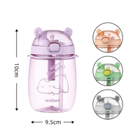 Bouteille d'eau en forme d'ours de dessin animé de 1200 ml, gobelet à paille anti-fuite avec couvercle rabattable pour enfants/adolescents
