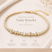 Bracelet de tennis personnalisé avec nom, bracelet en or avec lettre CZ personnalisée, bracelet initial délicat, cadeau pour elle, bijoux personnalisés de luxe